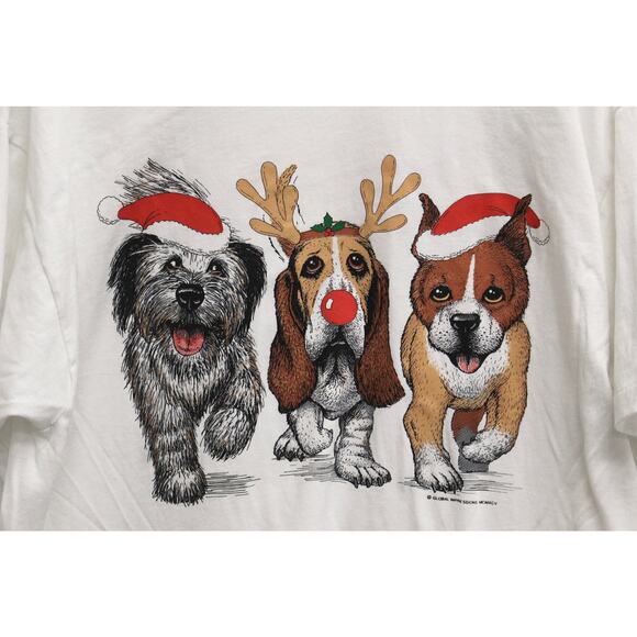 Vintage Christmas Dog T Shirt XL - Picture 2 of 9